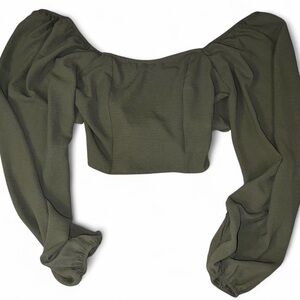 Dark Olive Green Off-Shoulder Women's Top